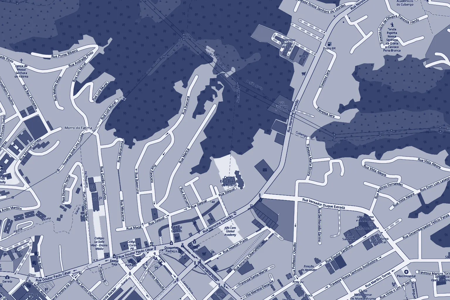 Mapa da região de Santa Rosa, em Niterói, onde fica a Bihel Engenharia